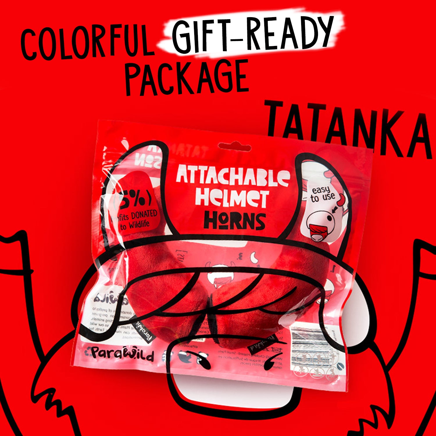 Tatanka the Bison Helmet Horns Accessory/Cover in Red