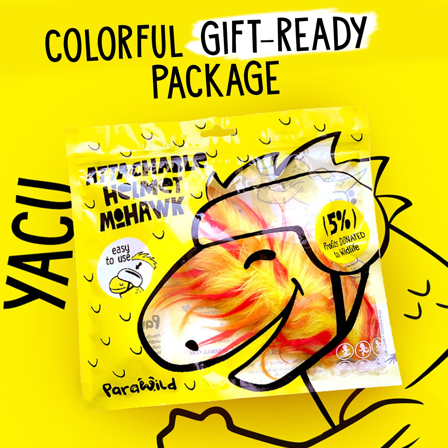 Yacu the Iguana Helmet Mohawk Accessory in Red/Yellow
