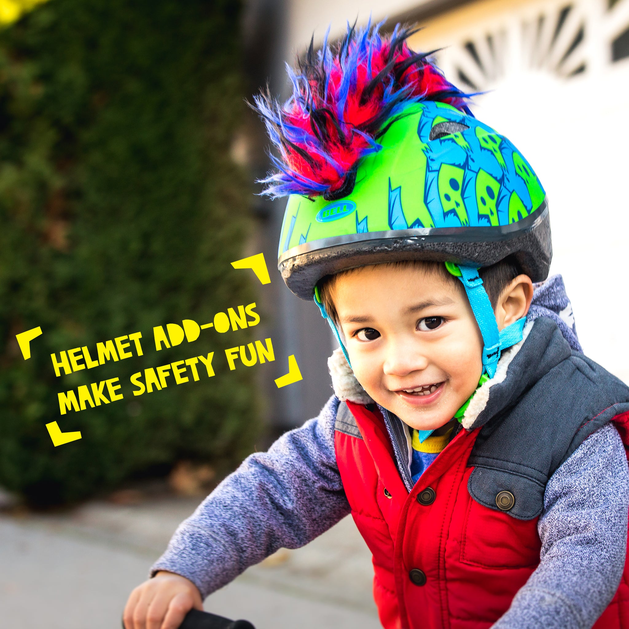 Yacu the Iguana Helmet Mohawk in Red/Blue/Black