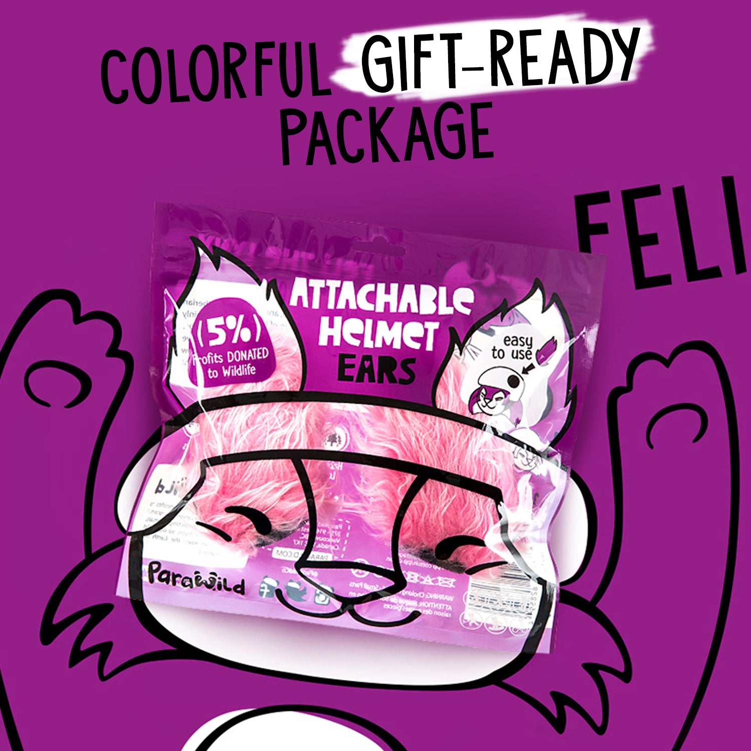 Feli the Lynx Helmet Ears/Covers Accessory in Pink